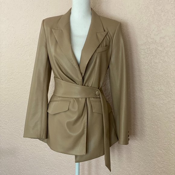 Nanushka Tan Blazer with Belt - Picture 1 of 5